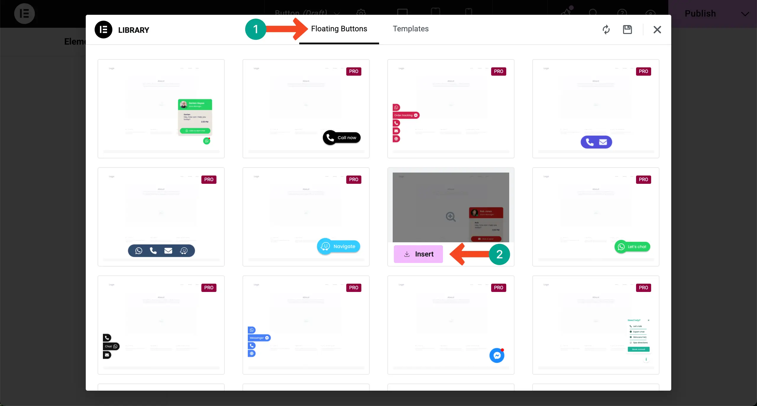 Choose a Template for the Floating Button