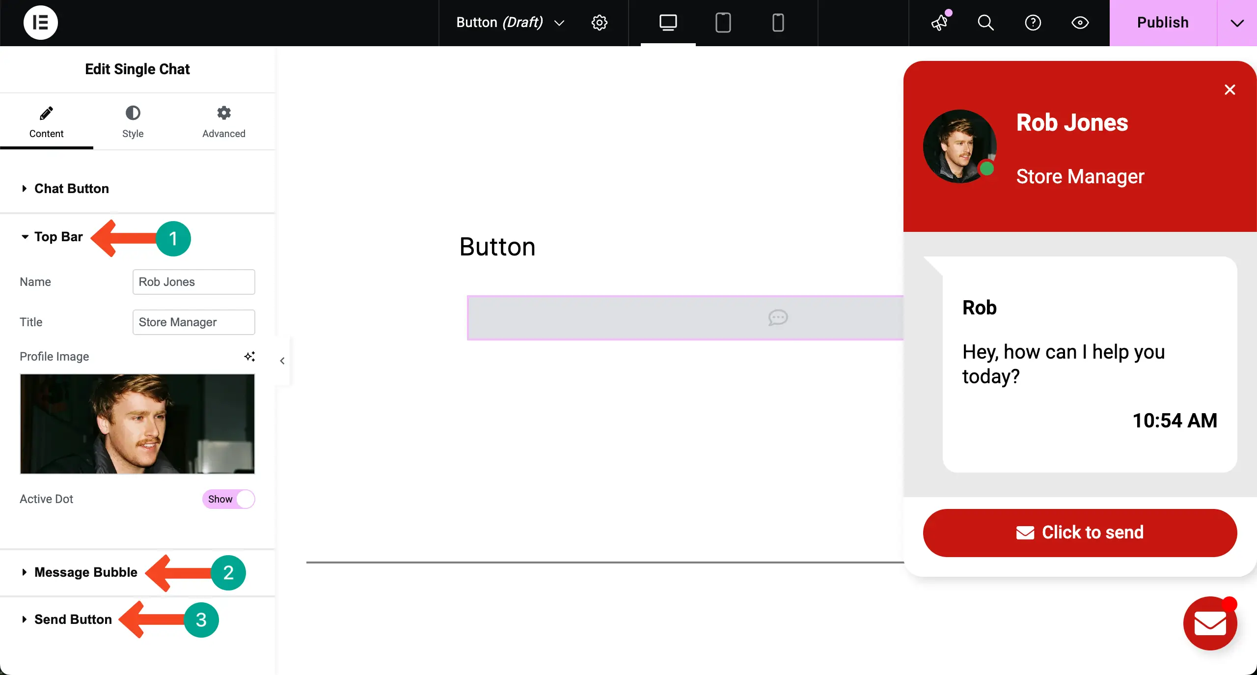 Edit more content options of the floating button
