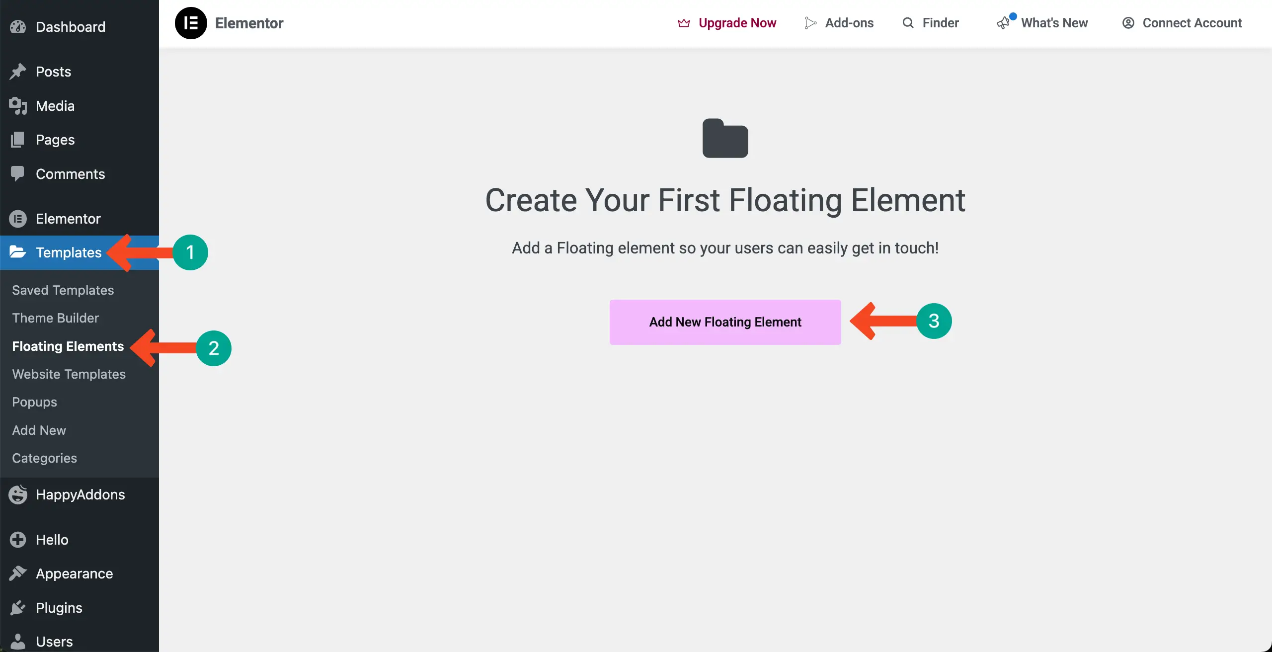 Go to Elementor Floating Elements section
