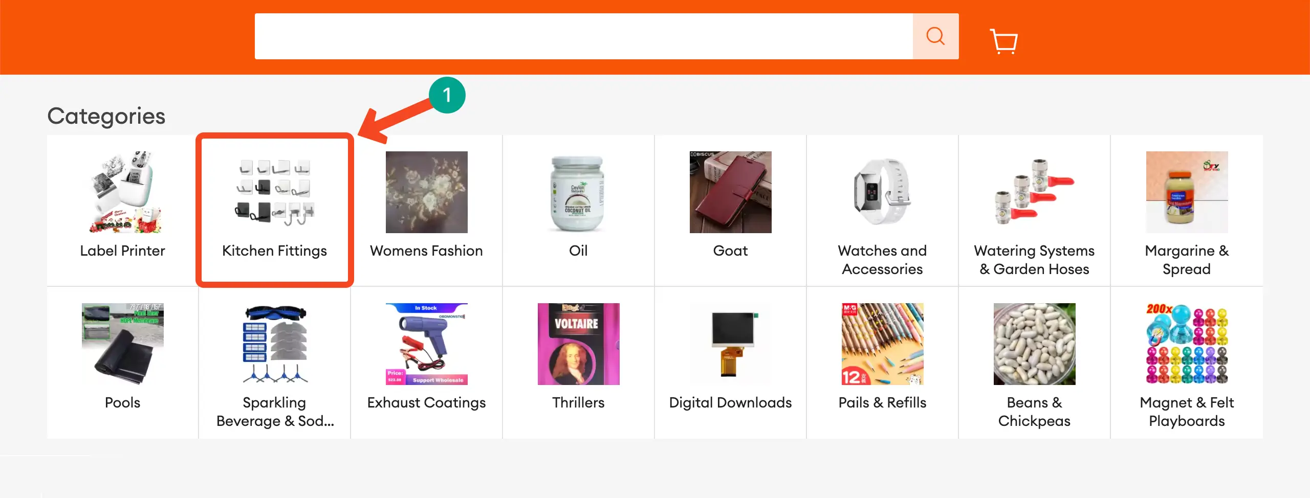 Selecting a product category