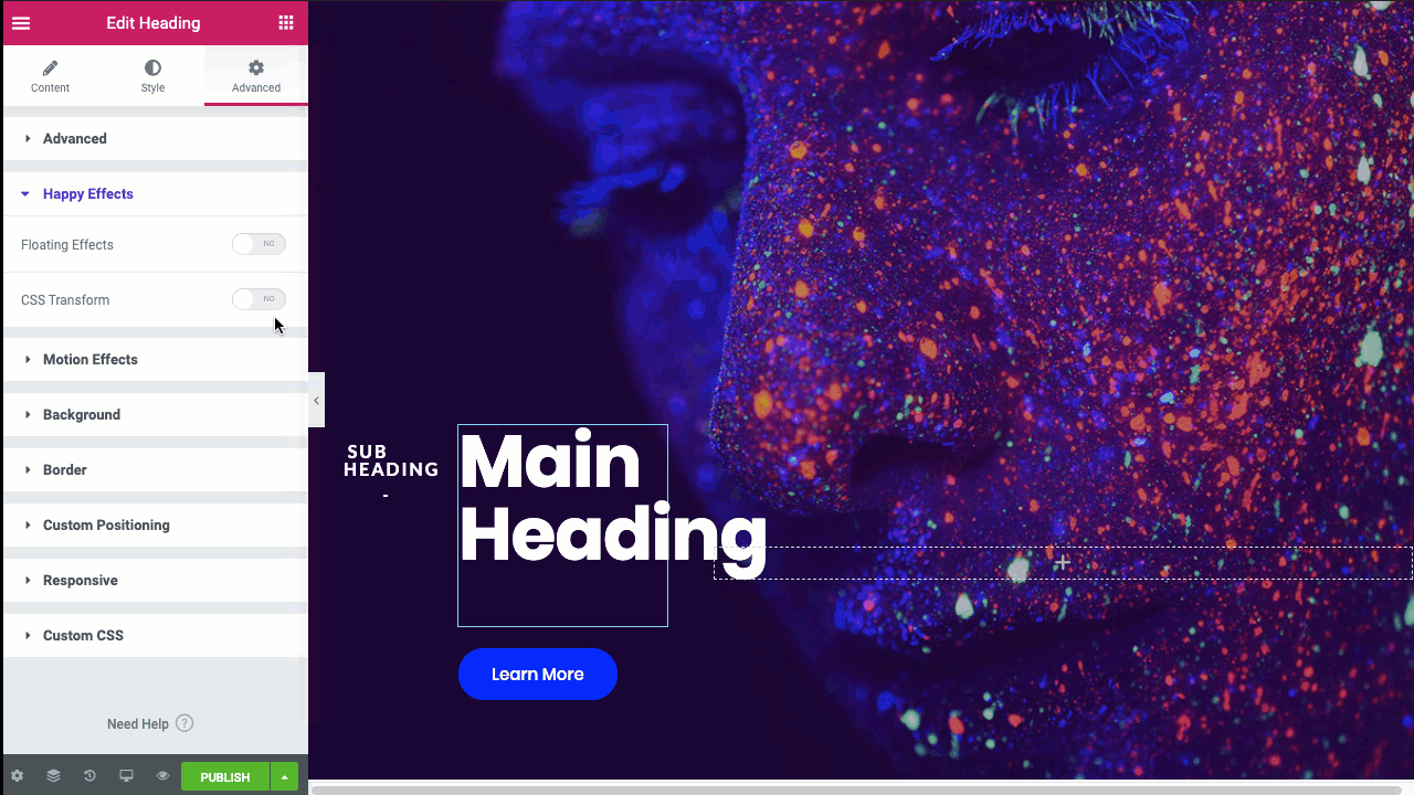 translate CSS effect