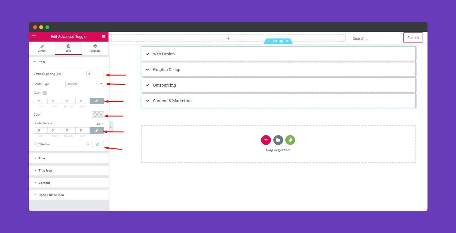 How to add Advanced Toggle