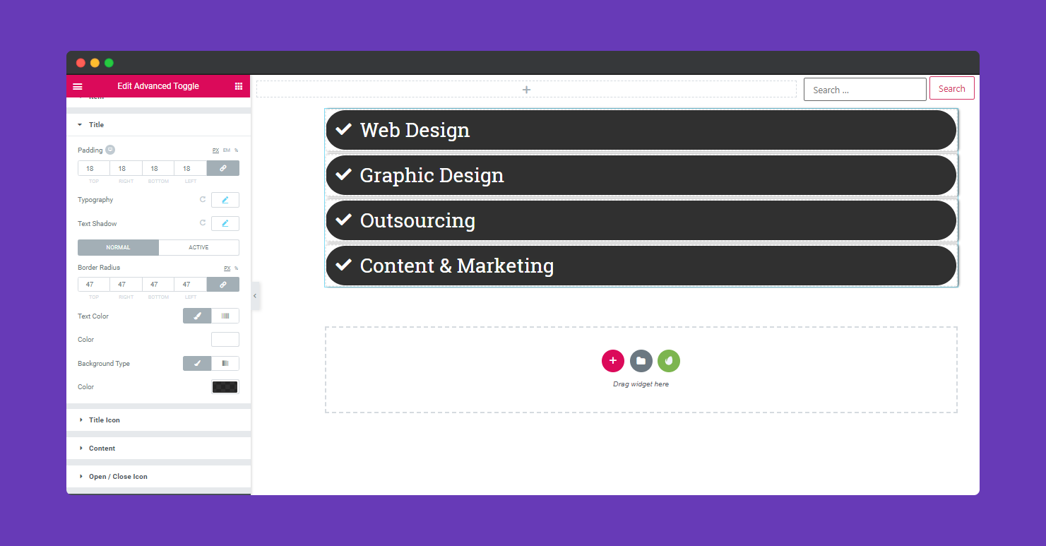 How to add Advanced Toggle