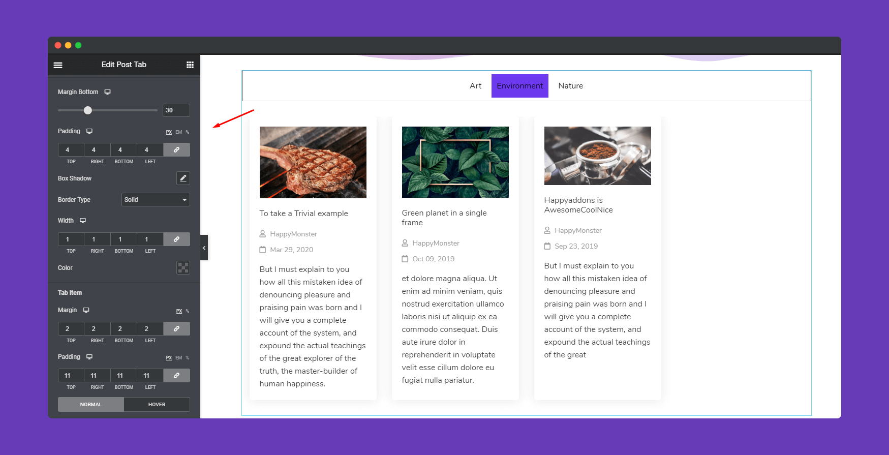 Post Tab Widget