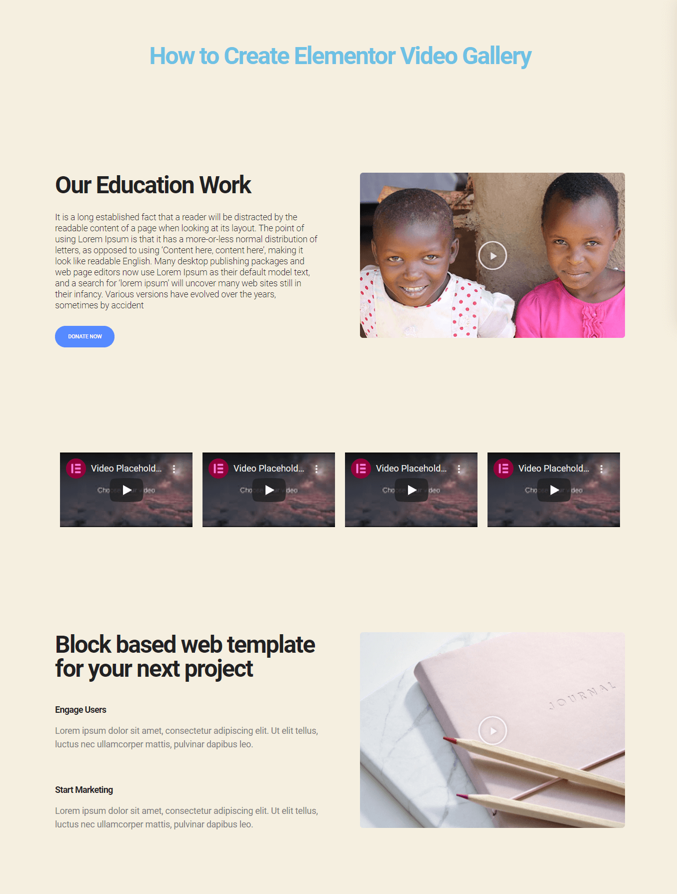Check out the Elementor video gallery