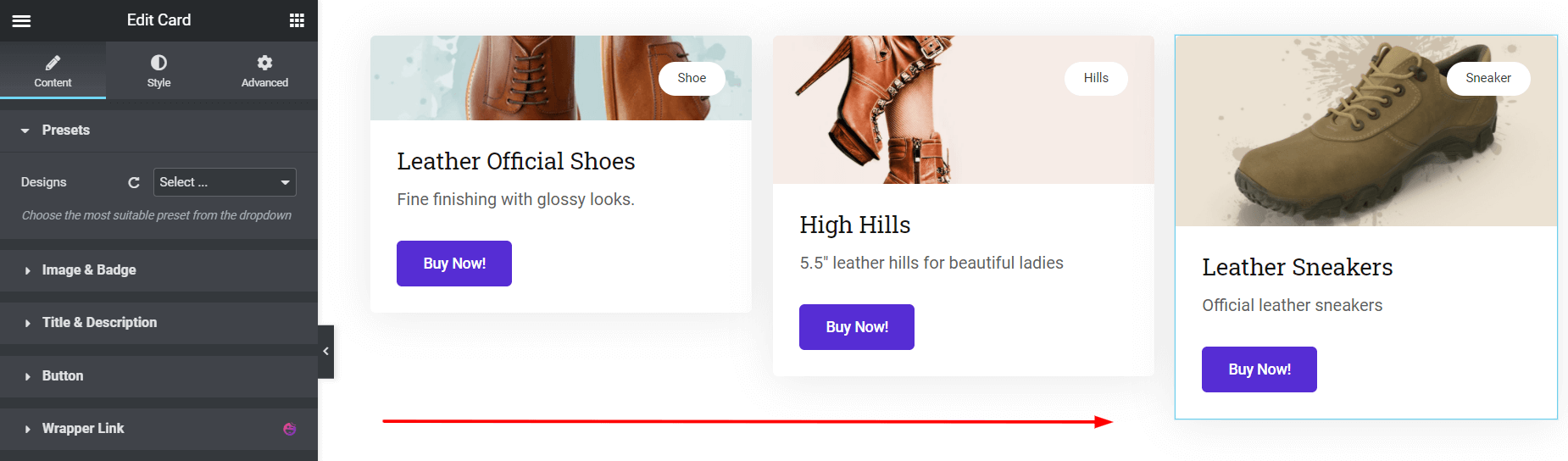 Step 2: Customize The Selected Widget