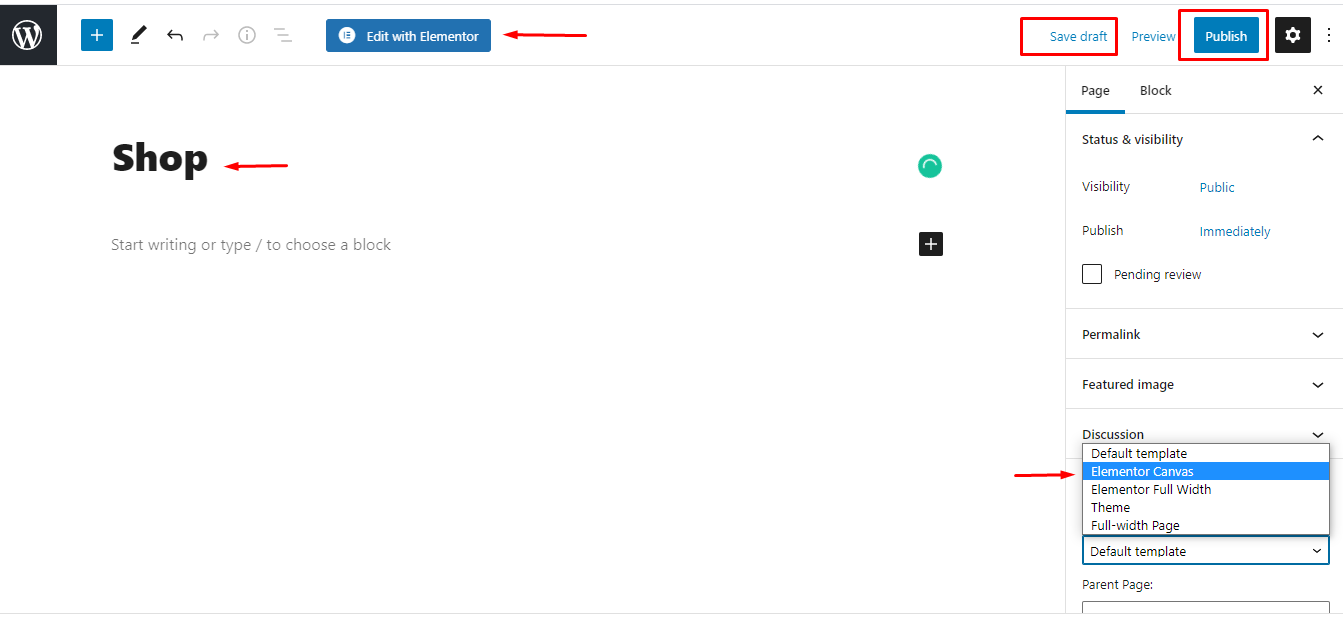 Create a page for eCommerce site