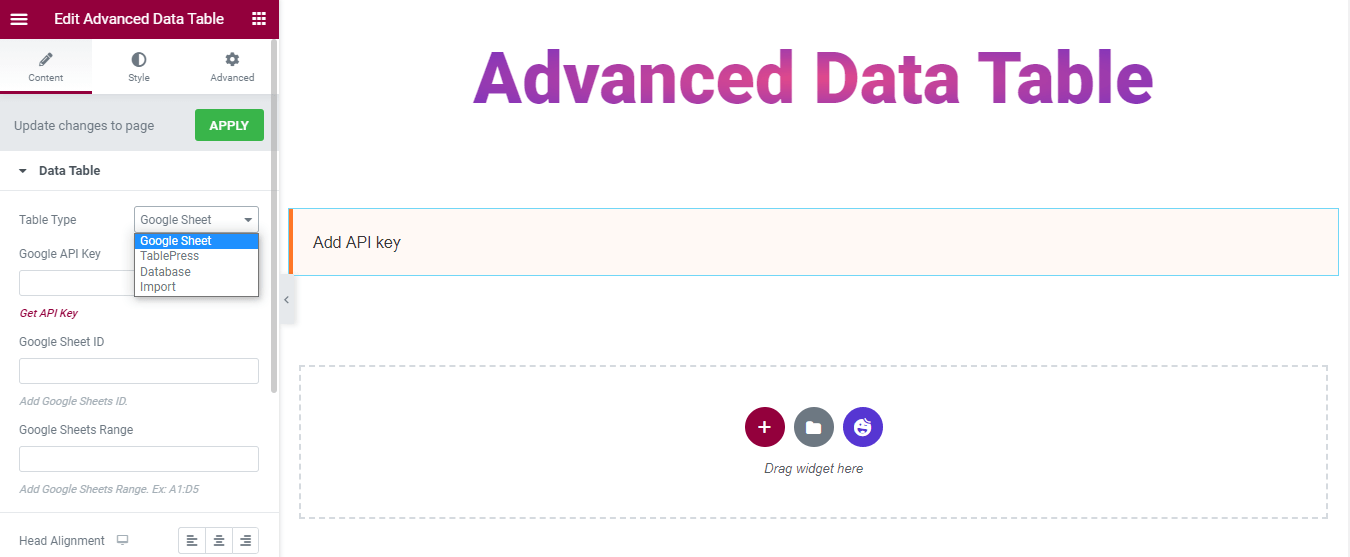 Select Suitable Data Table