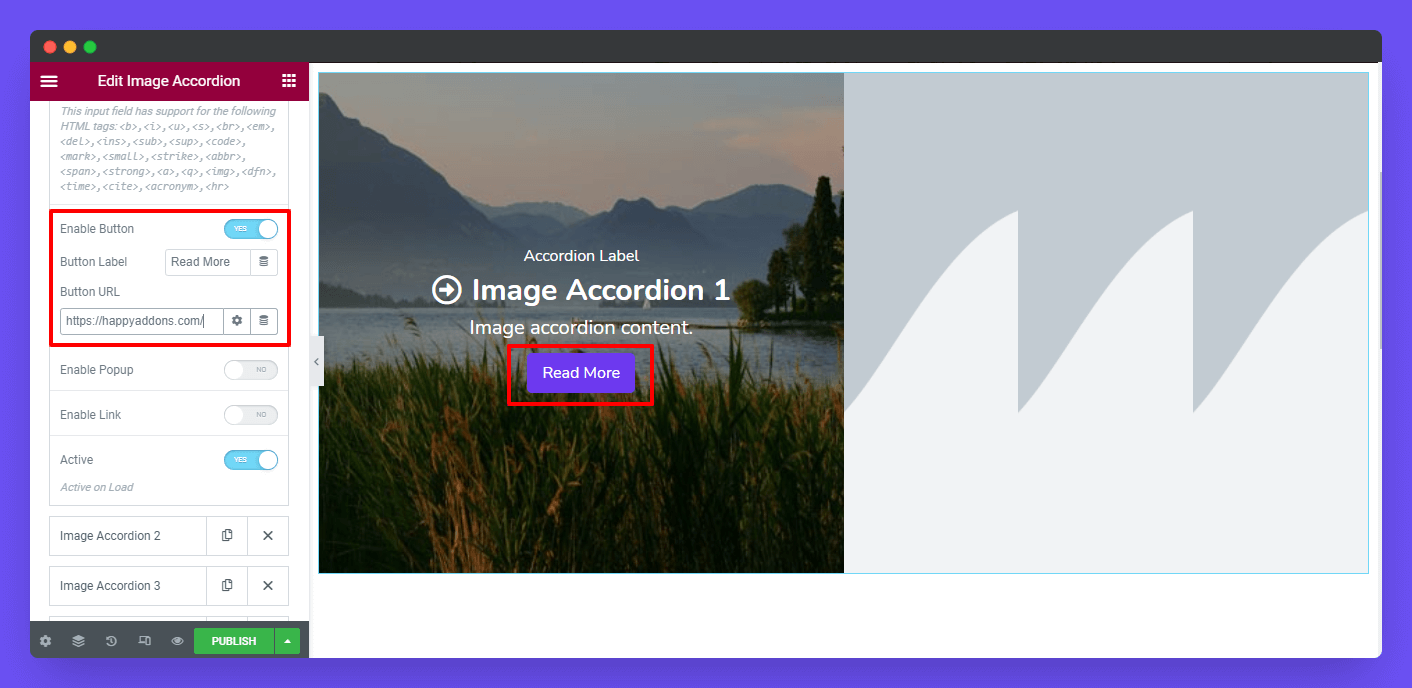 Enable Button, Label, & URL