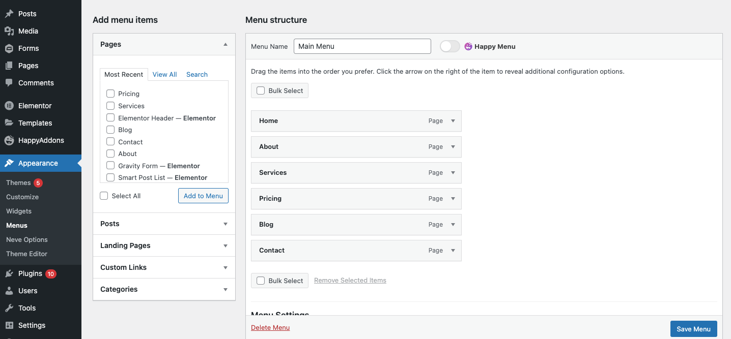 Create Menu