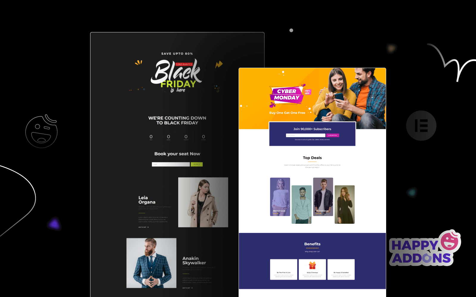 Black Friday and Cyber Monday are around the corner, and people are waiting for these festivals to grab the best product deals. That is why giving an attractive look to your website during this festive season is very necessary. But, creating a whole new landing page might be difficult in a short period of time. Don't worry. By using Happy Elementor Addons Black Friday and Cyber Monday Landing Page templates, you can easily develop a whole new landing page in a few minutes. In this today's blog, we are going to show how to boost your website design using HappyAddons templates during this festival season. Before that, we'll talk a bit about these two festivals and why they are important to online business communities. What are Black Friday and Cyber Monday? Black Friday is the immediate following of the famous Thanksgiving day. This is when people start shopping to celebrate the Christmas festival. Since the late 1980s, retail sales on this day have constantly been suppressing the past volumes. See the graph below. Source: Salecycle.com The first Monday following Thanksgiving day each year is called Cyber Monday. It was first introduced in 2005 by the USA National Retail Federation to encourage people to buy online. Though this festival originated in the USA, it is celebrated globally today. See the stats below. Source: Salecycle.com It indicates customers' buying behavior around this day is growing up over time. Many customers today keep a budget to buy products on these two days. So, why won’t you prepare a Cyber Monday landing page if you have an online store? Importance of Designing Landing Pages for Black Friday and Cyber Monday Festival Having a well-design website is one of the major checklists if you are running an online business. Most importantly, you have to make sure that your website remains up-to-date to boost your sales. That is why you need to redesign your website or make a new landing page during the Black Friday and Cyber Monday festivals. Because most online product & service-based businesses promote special deals during these two festivals. Here are some remarkable ways dedicated landing pages during these festivals can positively impact the performance of your online business. Boosts your product salesIncreases conversion rateOpportunity to collect potential email leadsGrabs users' attention toward your siteReduces bounce rateIncreases website visitors. Elementor Black Friday New Seasonal Kit is Already Here! Source: Elementor To make this Black Friday more enjoyable, Elementor has launched a New Seasonal Kit that includes landing pages, sections, pop-ups, and vector assets. All these design elements are made by the Elementor team so that one can easily use them on their website to ensure more sales and conversions. New Elementor Black Friday Seasonal Kit offers: 3 Landing pages6 Sections 6 Popups A collection of stickers & animations You can only get these ready-made Black Friday landing pages and sections if you have Installed Elementor Pro on your site. However, if you are looking for templates that are outside of the box, you can go with Happy Addons, the fastest Elementor Addons on the market. It's very easy to use, flexible and has tons of advanced features and widgets that can ease your website design journey. Also, you'll get several festival landing page templates & blocks. Moreover, you can use free Black Friday and Cyber Monday design blocks and templates to decorate your site. Most importantly, these templates and blocks are easy to customize and can be used for multiple purposes. Now let's see how you can use the Happy Addons templates to design your website according to the Black Friday theme. Pre-Requisites to Use HappyAddons Templates to Design Black Friday and Cyber Monday Landing Pages You must have the following plugins installed on your site to get access to the HappyAddons Template library. Make sure you’ve installed and activated the Happy Addons Free & Premium version of your website. Elementor (Free)Happy Addons (Free)Happy Addons Pro If you are new to Elementor, check this Step By Step Guide For Beginners. If you want to explore the readymade templates of HappyAddons before installing these plugins, you may visit by clicking on the button below. Check out Happy Addons Templates How to Design Black Friday Landing Page on Your Website Once you have the plugins (mentioned above) installed, your website is ready to follow the tutorial guide explained in this section. Get ready now! Step 1: Open a New Page with Elementor Create a new page or open the existing page with Elementor. Next, you have to select the Elementor Canvas option.Unless you select Elementor Canvas, you may watch the header, footer, and unnecessary other texts on the page. These might be irritating to you.Once you open the page with Elementor Canvas, your page will be completely clean. Watch the video below on how to do it. Step 02: Go to HappyAddons Library Click on the HappyAddons Library Icon. It will open up a modal popup. Here you'll find numerous stunning premade Blocks and Pages created by the Happy Addons team. Kindly explore them to create a list of your favorite items. Step 03: Import a HappyAddons Black Friday Template Go to the Page tab on the modal popup.Select Black Friday from the left-side filter option.You will several good-looking templates on your screen.Take your cursor on the one you like and hit on the INSERT button. Wait for a while to finish the installation process. You will get the template on your screen with editable sections and options. Step 04: Set the Black Friday Campaign Deadline A deadline creates a sense of urgency in customers' minds. So, better if you add a deadline section on the page to show your Black Friday deals. The good thing is that if you select the template as we did, you will automatically get a deadline or countdown option. You have to customize it as you want. Step 05: Show Image Carousel Slider on Your Black Friday Landing Page Using the Image Carousel, you can slide show demonstrating discounts on your product categories. Drag and drop the Image Carousel widget on any landing page section. Next, from the Elementor panel, you can add photos and text to the widget. Do it accordingly. Thus, you can add more sections and options on the landing page. Hope you can do it yourself. Step 06: Make the Black Friday Landing Page Mobile Responsive Making a web page mobile responsive with Elementor is super easy. You'll get the mobile responsive option on the Elementor footer section. Clicking on it will open up the option to view your landing page on different device screens. We have explained the process in the video below. Note: Don't delete any widget or section while customizing your landing page for any particular device. Because if you delete a widget or section on any device screen, it will also be applied on other devices. However, you may change their position or alignment or hide them. It won't make any impact on other devices. Step 07: Final Preview of Our Landing Page Here is the final interface of our Elementor Black Friday landing page that we've designed using the Happy Addons' ready-made Template. Get Happy Addons to Add a Black Friday Theme Landing Page on Your Website How to Design Cyber Monday Landing Page on Your Website You will require the same prerequisites (Elementor and HappyAddons Plugins) to design the Cyber Monday landing page on your website. Hope you have them ready on your website. Now, let's get into the tutorial part. Step 01: Import a Cyber Monday Readymade Landing Page Template Go to the HappyAddons Template library.Choose the Cyber Monday template you like.Click on the INSERT button. Wait for a while to finish the installation process. You'll get a page design like the following image below. Step 02: Edit Different Sections of the Page In the first tutorial, you saw the deadline/countdown option was already embedded in the template. But this template doesn't have it. So, you can bring it to your page? Very simple. Create a new section by clicking on the plus icon.Type Countdown on the Elementor search bar.Drag and drop the widget on the section. Customize the Countdown section from the Content and Style tabs of the Elementor panel. Using the Heading widget, we have added the FLASH DEALS text next to the countdown to make it more meaningful. Thus, you can use other exciting widgets on the template to make your landing page super gorgeous. Step 03: Promote Products on the Landing Page Promotional landing pages usually include a section to showcase some hot-selling products to generate instant sales. Using the Image and Button widgets, we have created this section under the FLASH DEALS.You may customize it more as you wish. Step 04: Make it Mobile Responsive We already showed you the process in the first tutorial on making a mobile web landing page responsive. Hope you can do it here as well, following the same guideline. Click on the Responsive Mode icon and do the rest yourself. Bonus: Black Friday and Cyber Monday Landing Page Design Key Considerations Whenever you design a landing page, you need to consider why you need to design this page and what elements they should keep on the page. Because if you are not adding all the necessary features to your page, it will not serve its purpose. This is why you need to focus on a few things before designing your Black Friday landing page. Here are some points you must consider in designing Black Friday and Cyber Monday landing pages. Add Black Friday textSet deals deadlineShow your best-discounted productsAdd coupon code Focus on responsive page designMake your page visually appealingImprove your page user experience or page structureSet a proper website navigation FAQ on Black Friday and Cyber Monday Landing Page Design Now, we'll answer some common questions on Black Friday and Cyber Monday Landing page designs commonly found online. How much does it cost to design a landing page?The cost of designing a landing page varies depending on the complexity of the design, the level of customization required, and whom to hire for the page. A simple landing page can be designed for as little as $25, while a more complex design with multiple customizations can cost upwards of $2,00.However, if you have Elementor and HappyAddons installed, you can design unlimited landing pages at a minimal cost. But like any other tool, you must have a kind of enterprise on them. As they are drag-and-drop builders and their numerous tutorials and documentation are available, they won't take you more than a month to be used to. Check out some wonderful YouTube tutorials on these two plugins. Hope you will enjoy them.How many hours does it take to design a landing page?It mainly depends on the level of design complexity and your web design skill. However, both in Elementor and HappyAddons, you will get countless readymade templates and block sections. You can design a beautiful landing page in 3-5 hours by making a proper combination of them.Can I design Black Friday and Cyber Monday Landing pages with Elementor and HappyAddons free versions?Surely, you can design Black Friday and Cyber Monday Landing pages with Elementor and HappyAddons free versions. But only with the pro versions, you can't add too many exciting features to your pages. For example, free versions will give you access to only a limited number of readymade templates.If you are just a beginner-level designer, free versions are enough. But if you are a professional designer or have a web designing agency, pro versions are a must. Are You Ready To Design Your Black Friday and Cyber Monday Landing Page? Customers look forward to this kind of occasion to buy their favorite products at a minimum price. Naturally, they are drawn to websites that look good and give a festive vibe. That is why adding a Black Friday and Cyber Monday landing page during the festival season will give you an extra edge over the competitors. The above guide shows how to design your Elementor Black Friday Landing page using the Happy Addons' Black Friday Templates and how it can help boost your holiday sales. So if you have any queries regarding this blog, you can comment on us in the below box. If you like this post, then share it on your social channel. Don't forget to subscribe to our newsletter. Also, follow our Facebook and Twitter channels for regular updates. Subscribe to our newsletter Get latest news & updates on Elementor [yikes-mailchimp form=