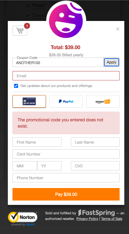 coupon not working error