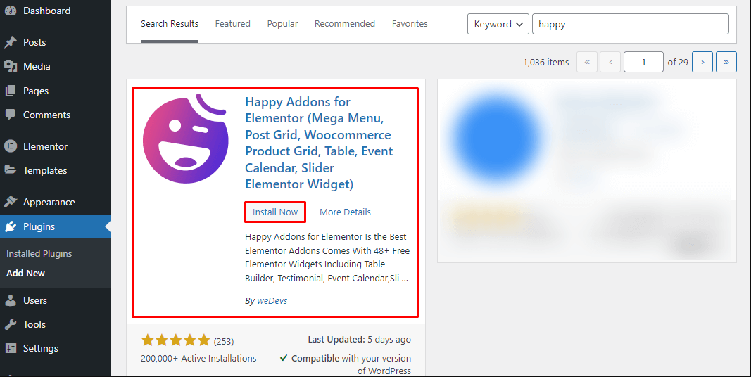 Install Happy Addons