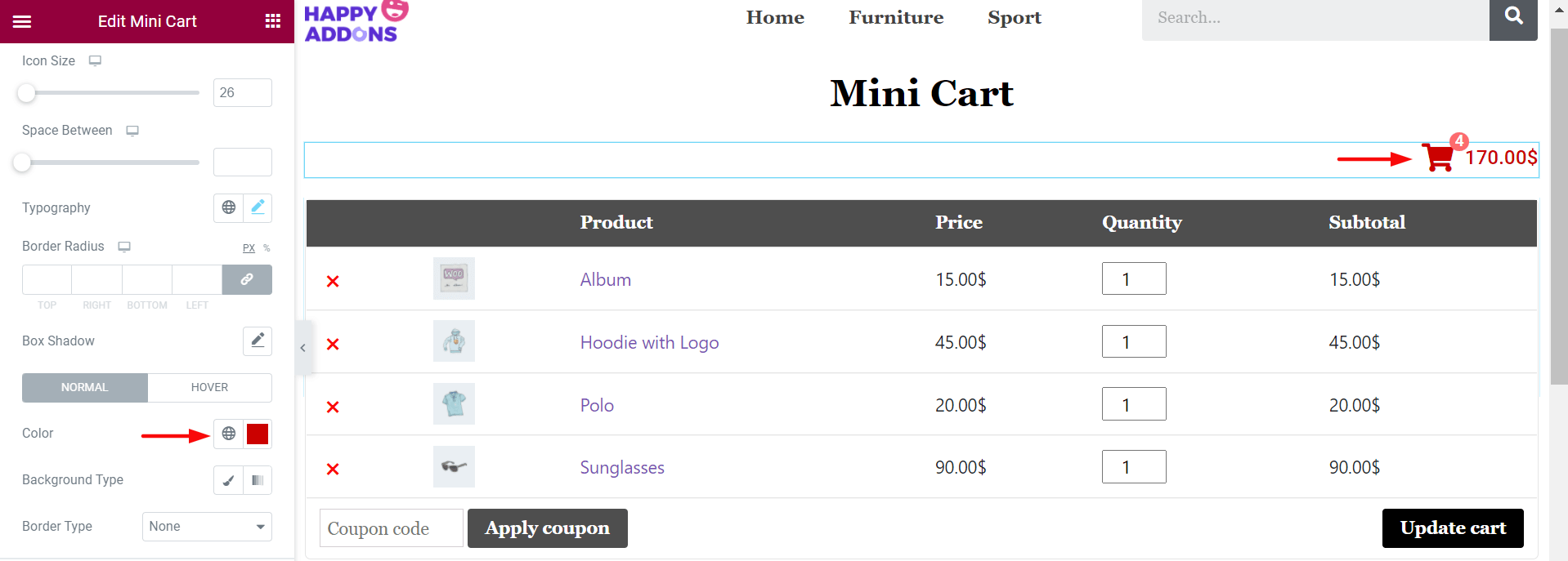 Update Style of Mini Cart
