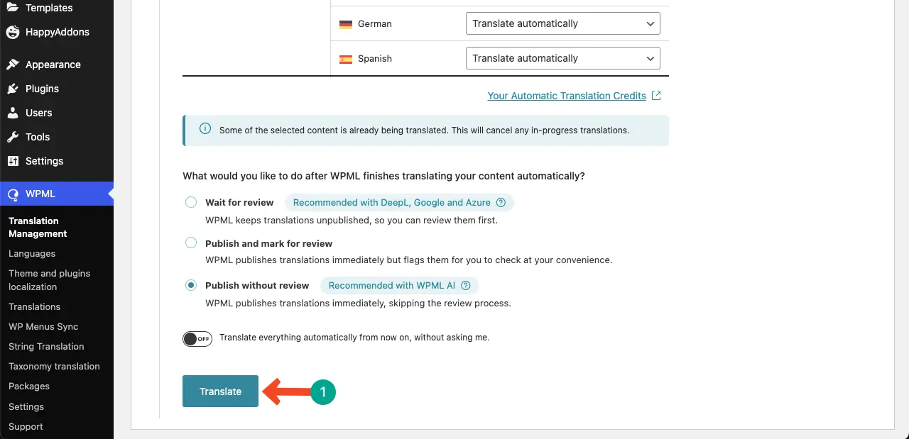 Begin translation