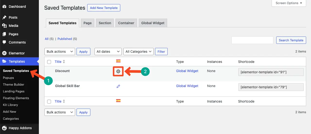 Translate Elementor template