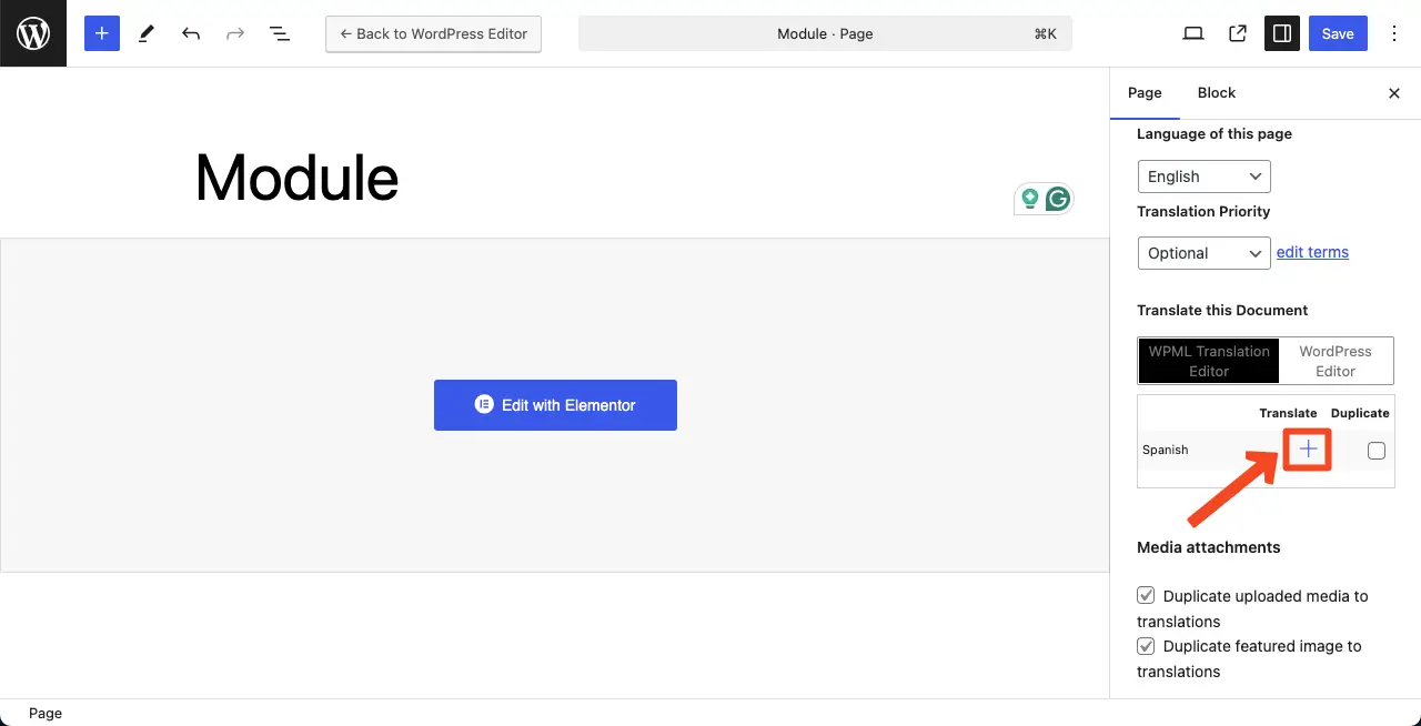 Translate the global widget