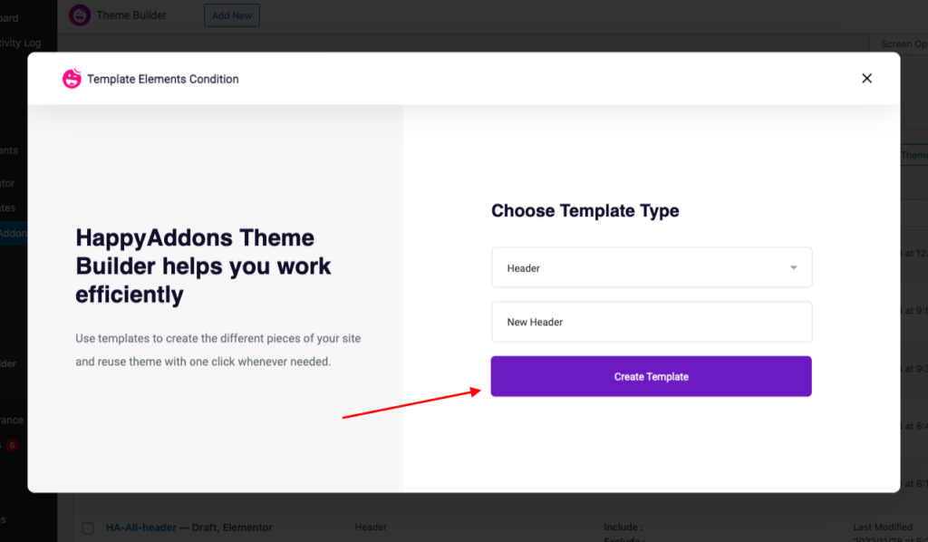 Choose your template type & name