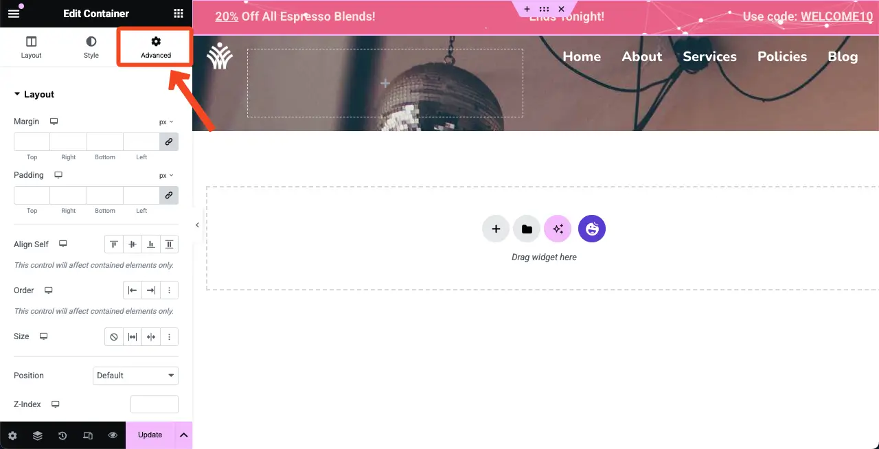 Configure Advanced Settings for the Top Bar