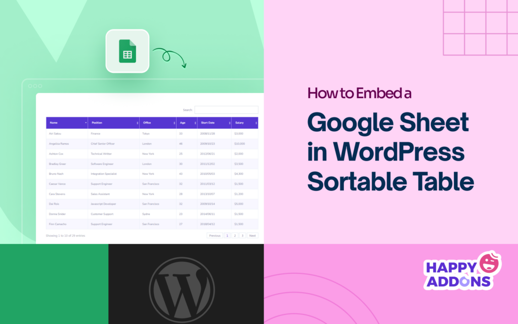 How to Embed a Google Sheet in WordPress Table and Make it Sortable