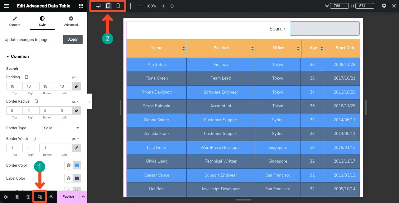Make the Table Mobile Responsive