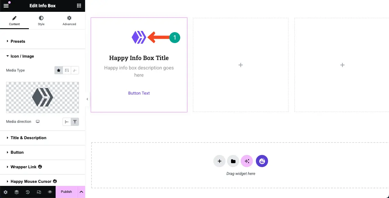 The icon is added to the feature box