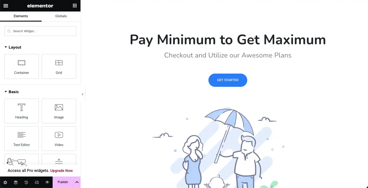 Open a Page with Elementor