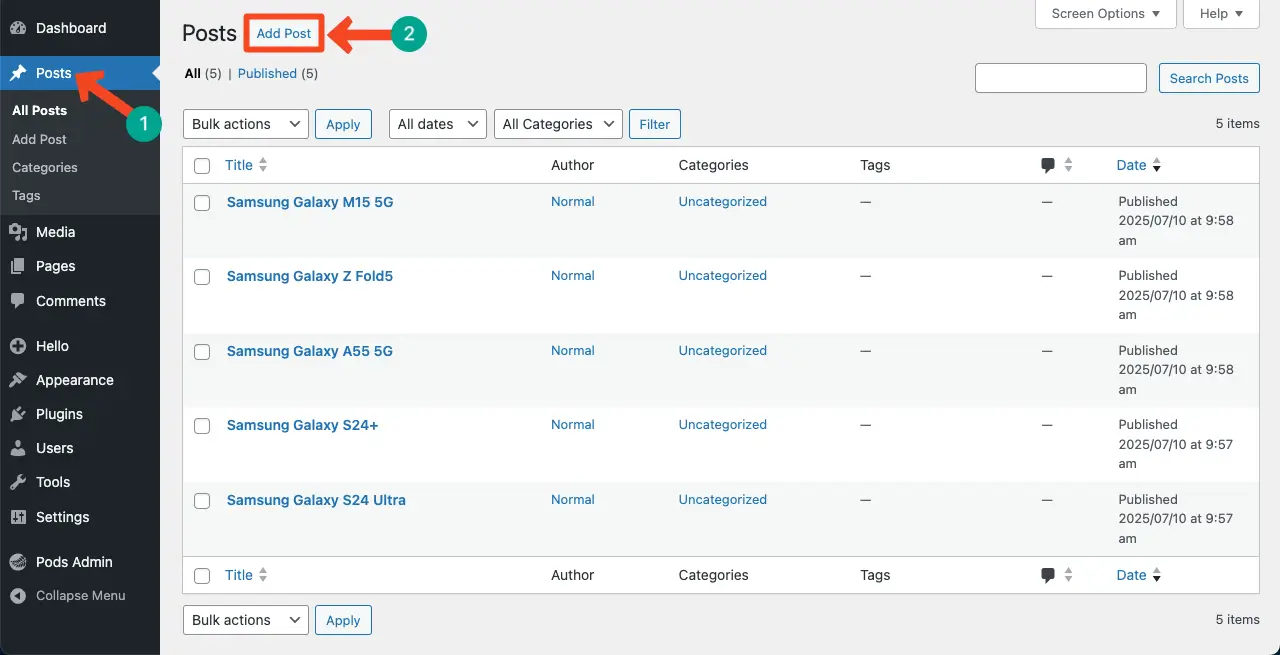 Create Posts from the Blog Section