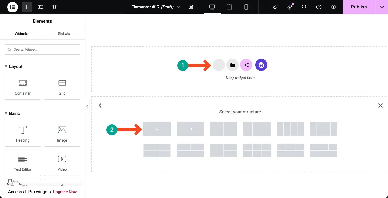 Create a new section by adding a container