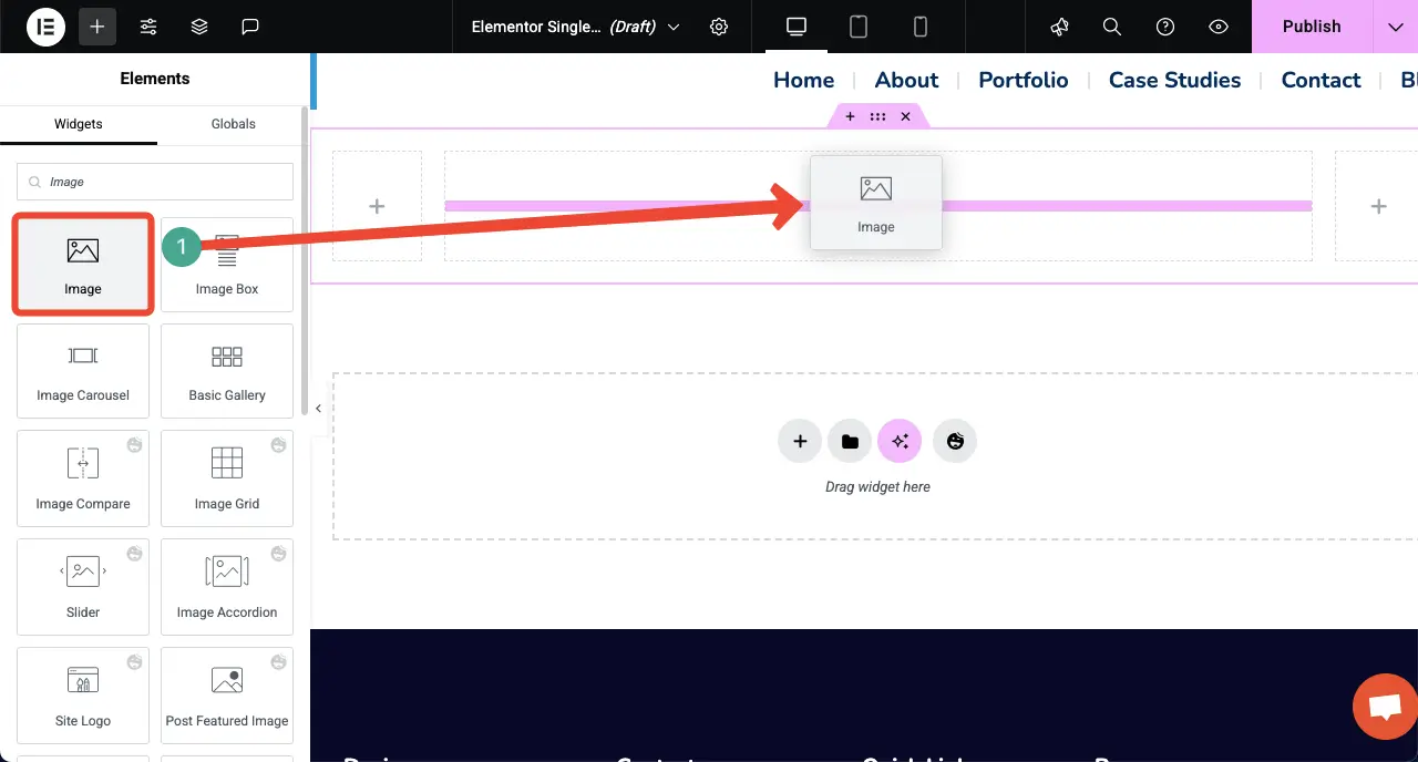 Drag and drop the image widget