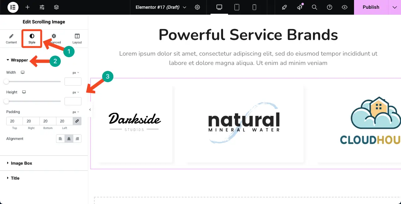 Stylize the Scrolling Image widget