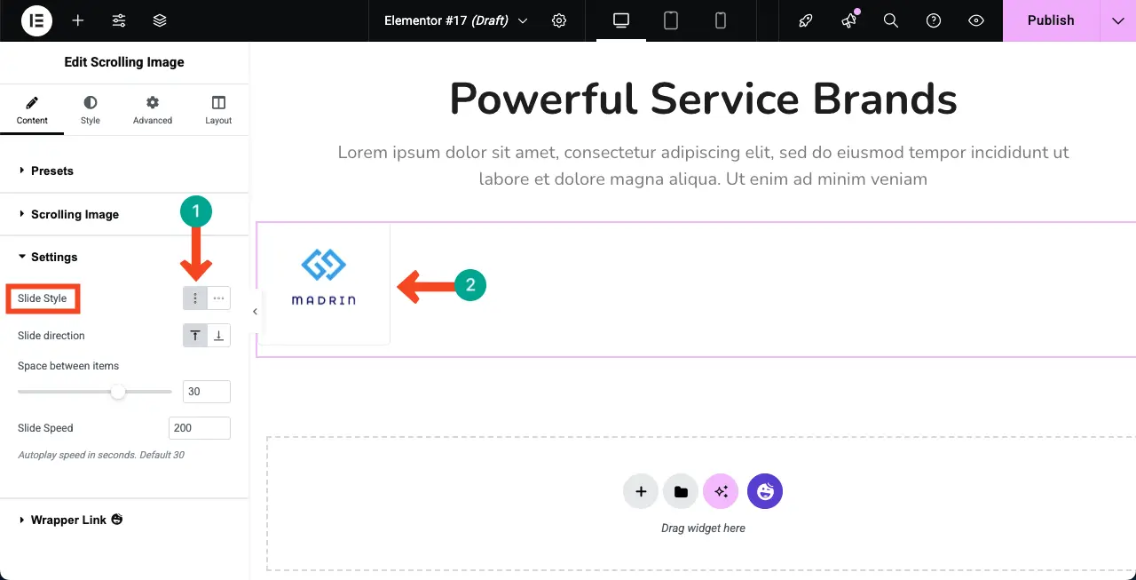 Configure slide style