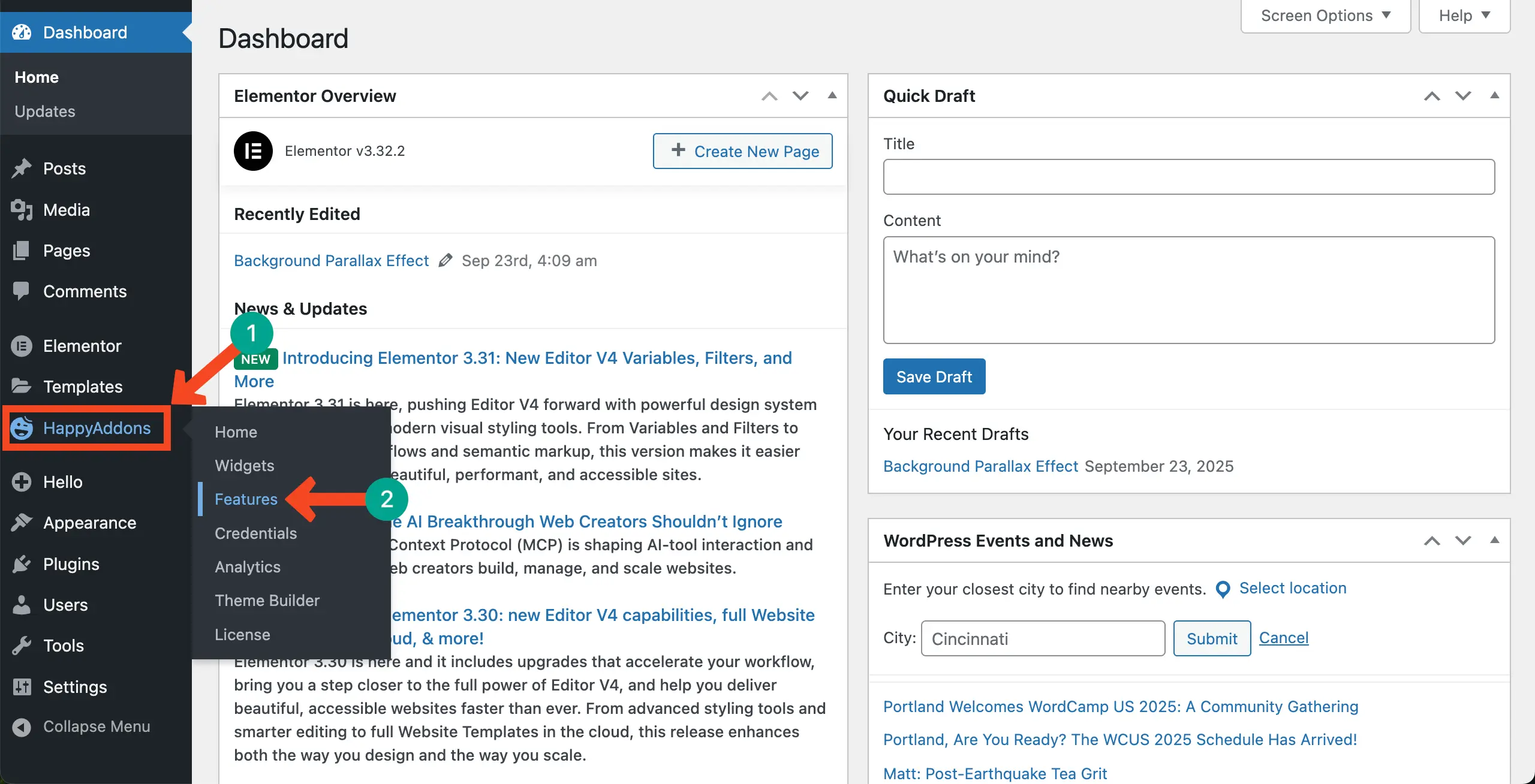 Go to the HappyAddons features section