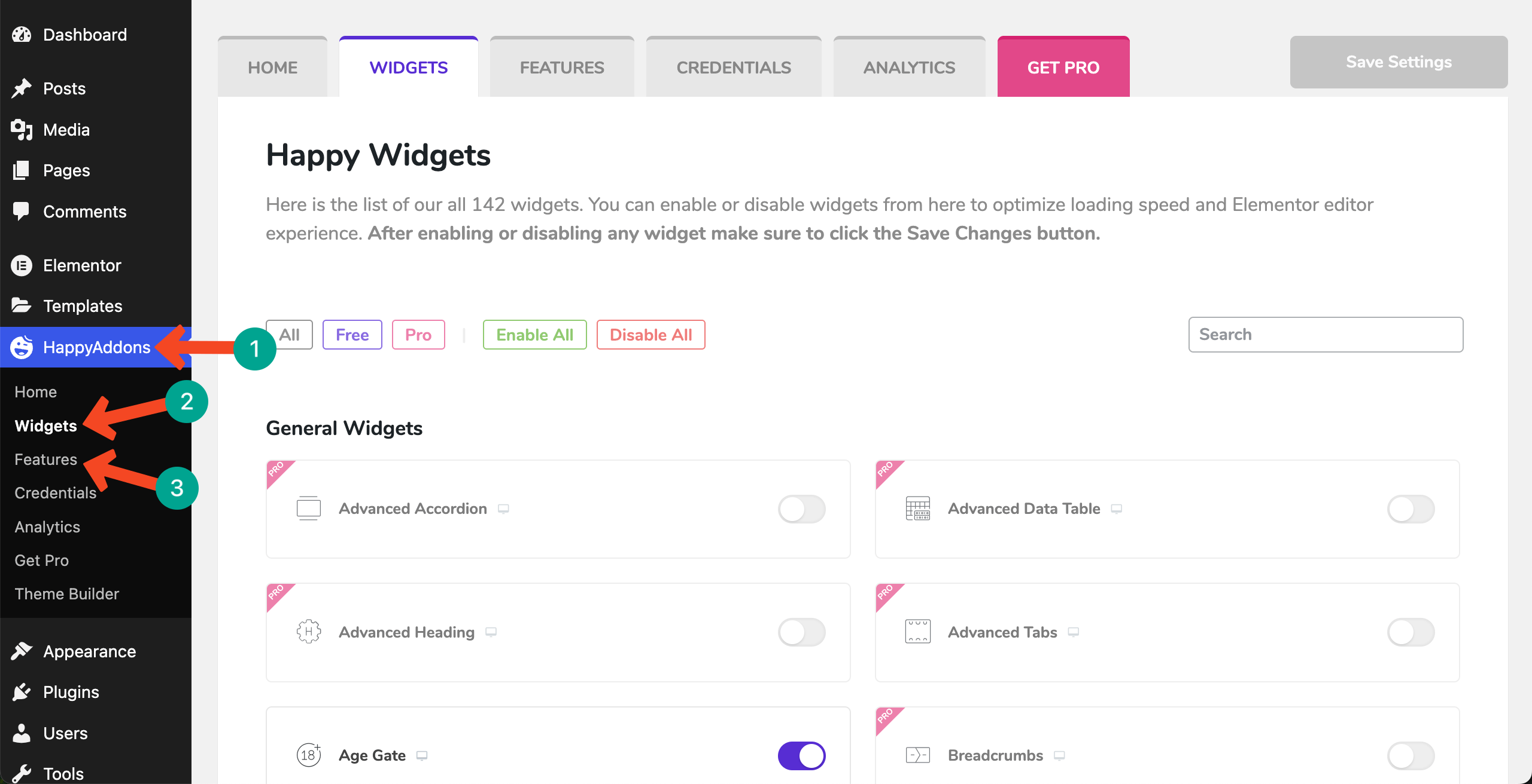 Re-enable Missing Widgets and Features of HappyAddons