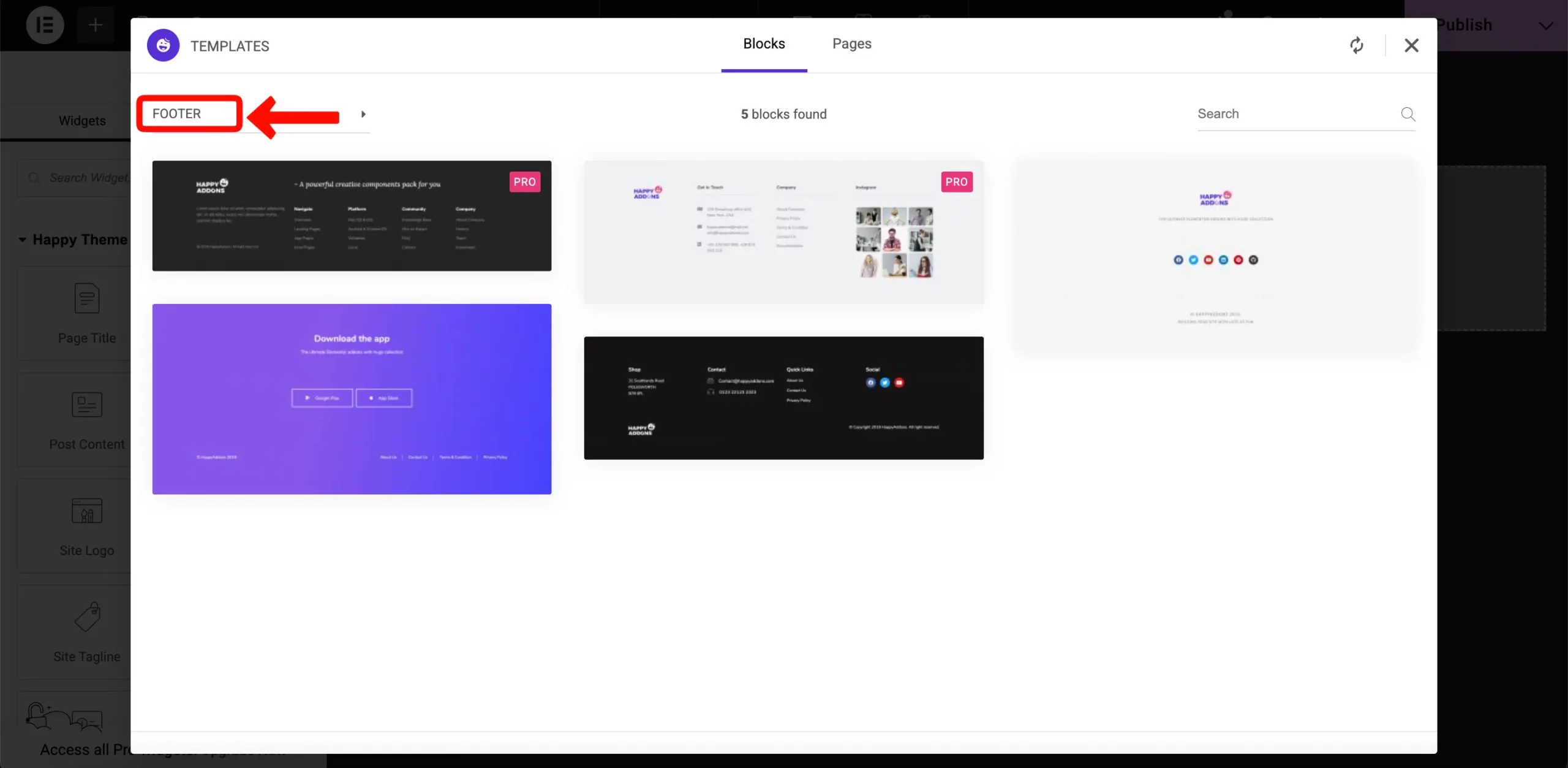 Footer Selection