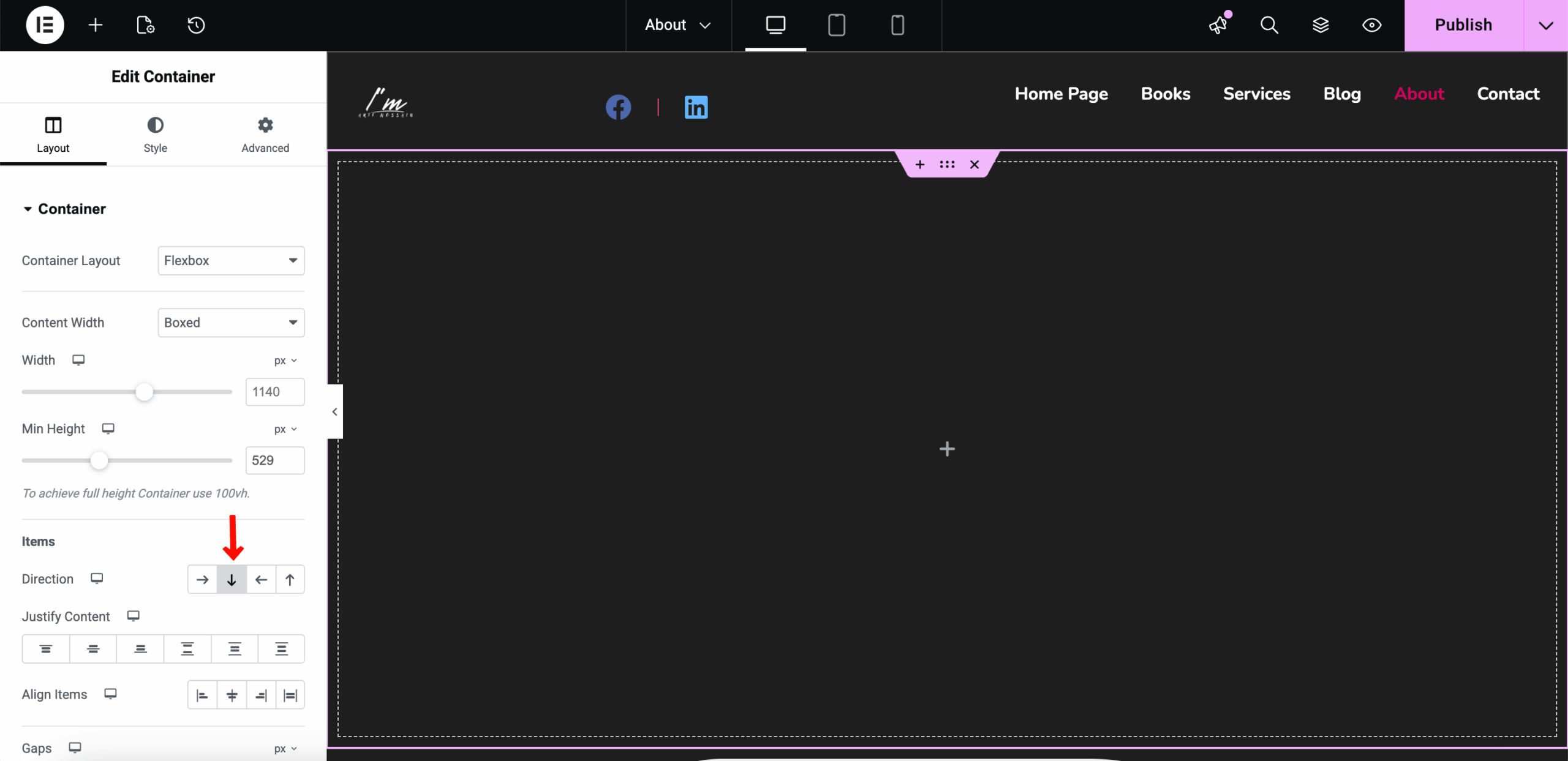 About page layout