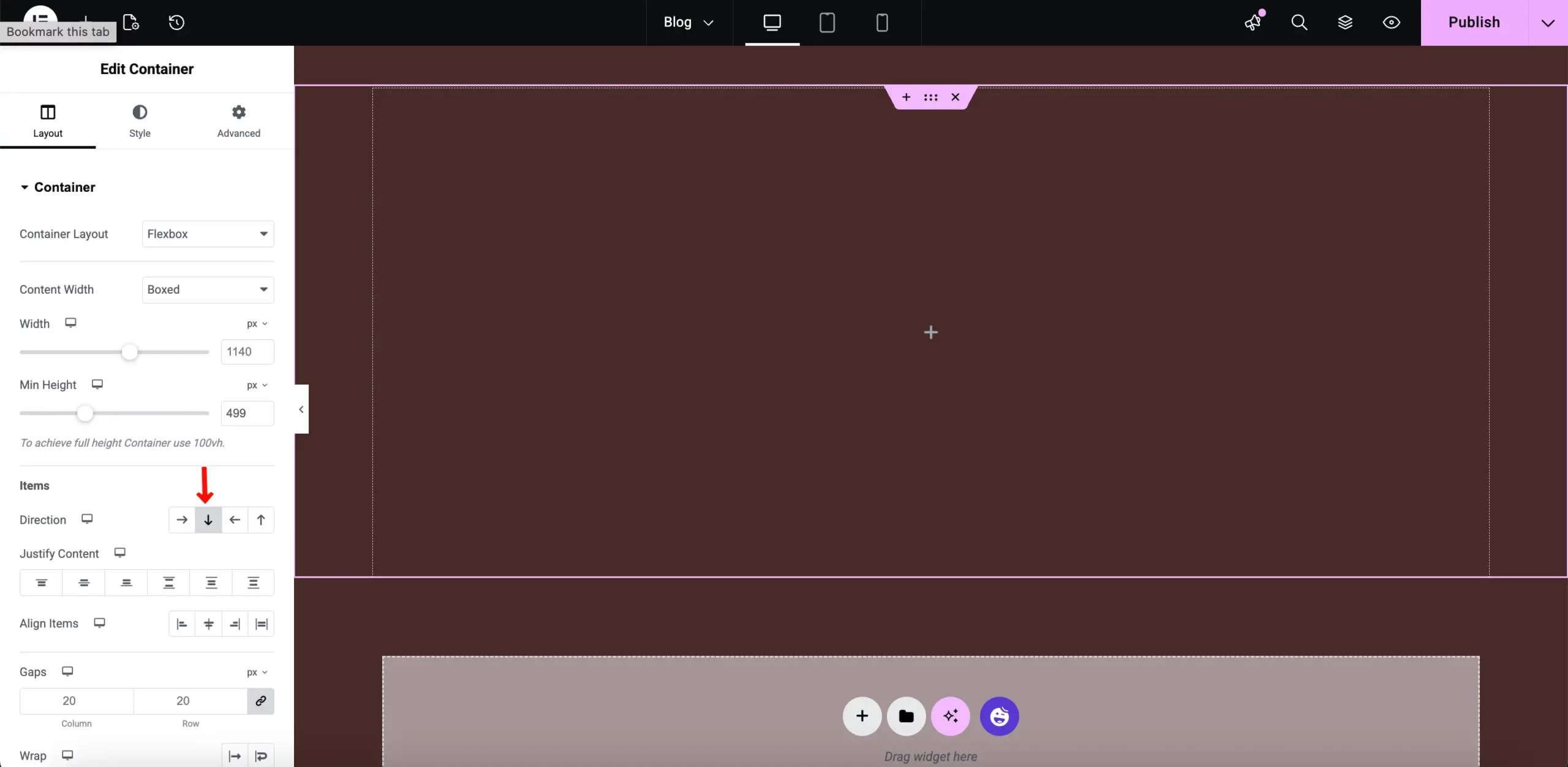 Blog page layout