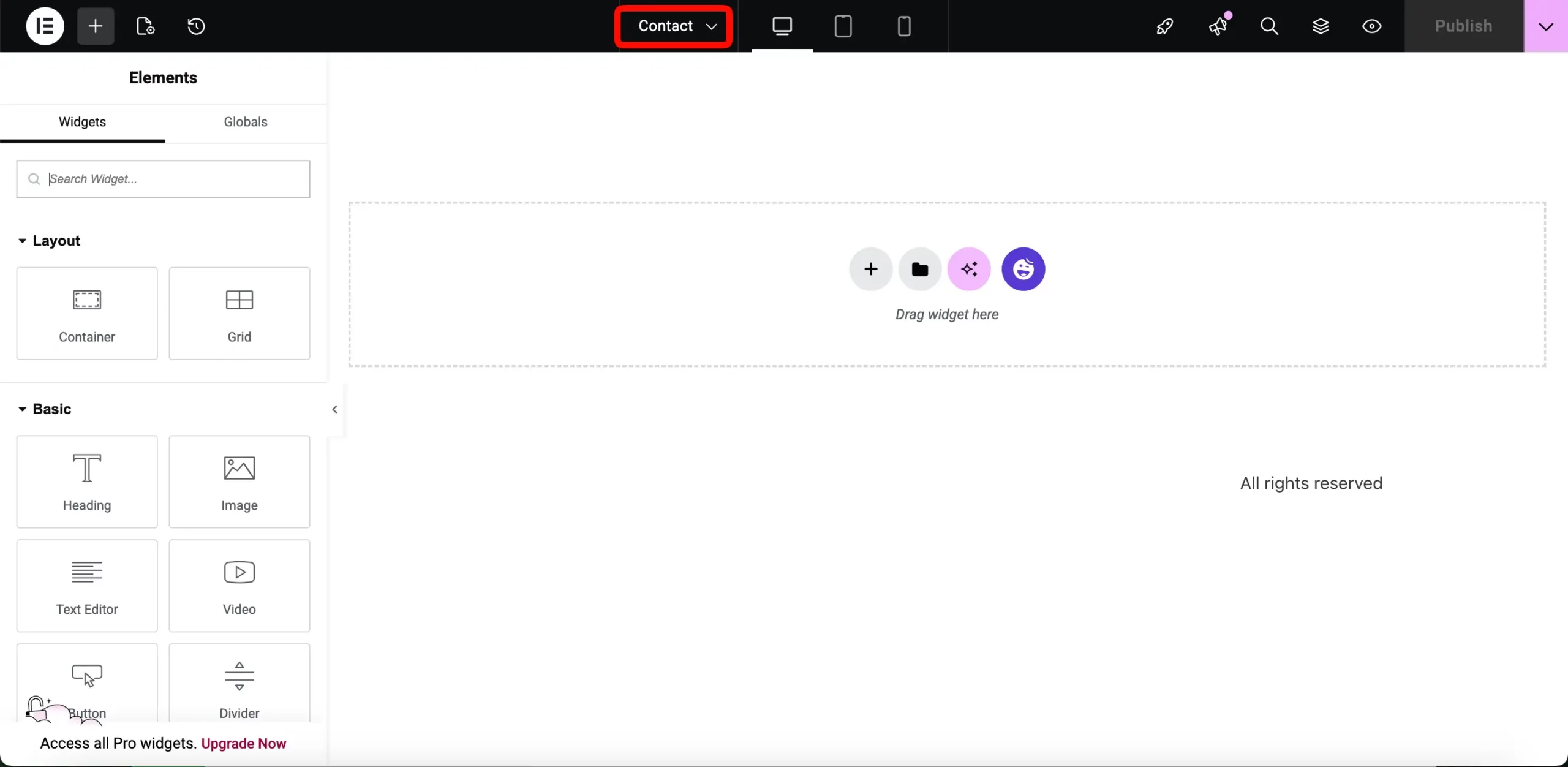 Elementor full width