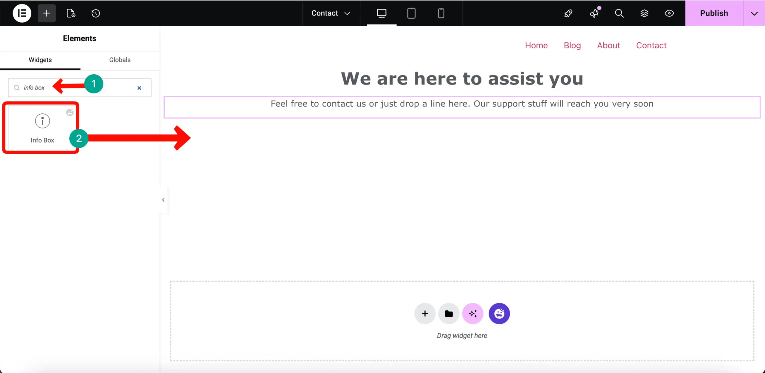 Info box widgets